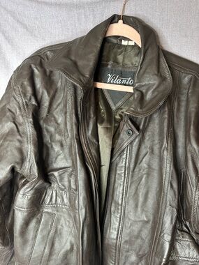 Men's Dark Brown Leather Bomber Jacket